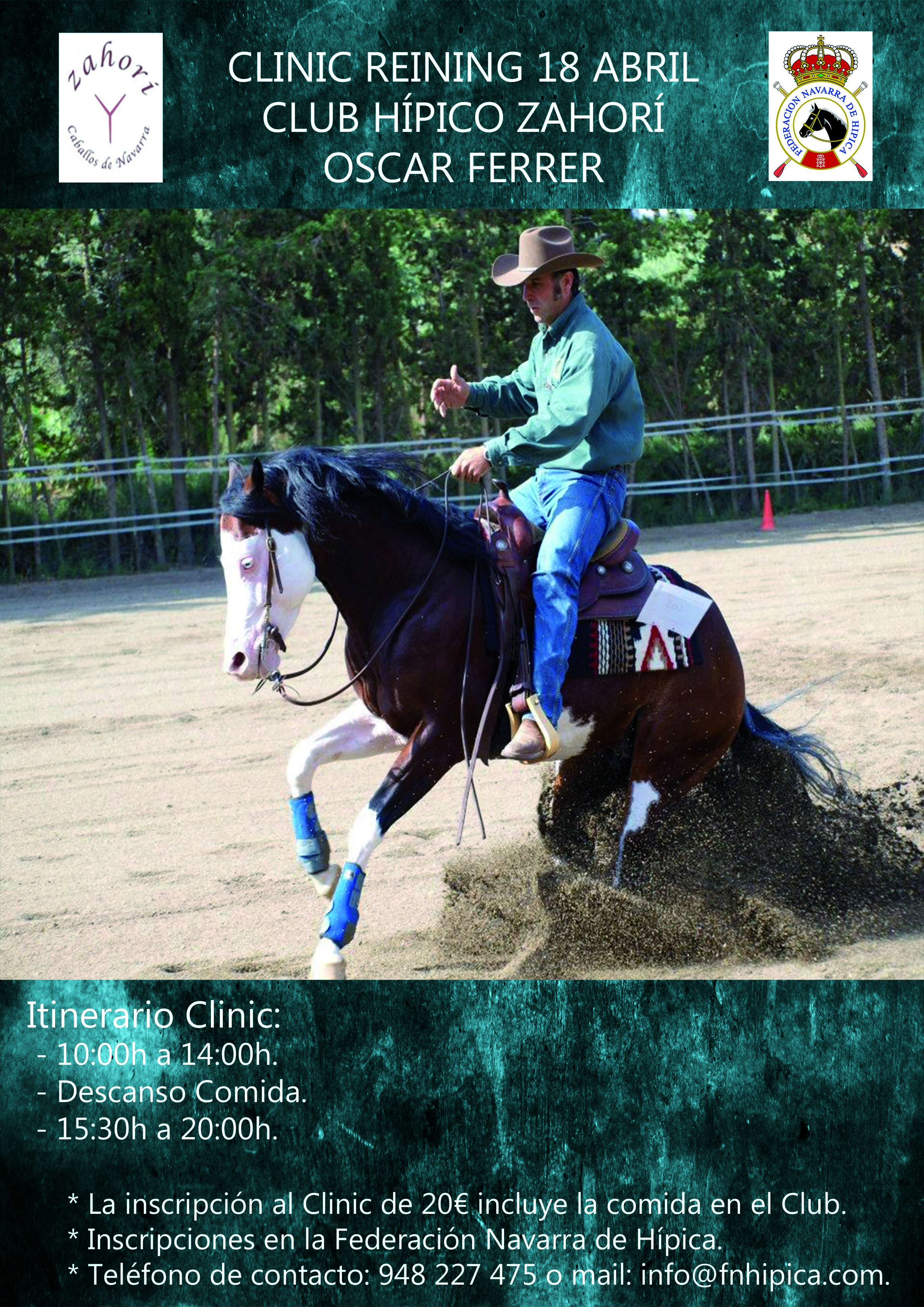 Clinic de Reining el 18 de abril en el Club H&iacute;pico Zahor&iacute; de Falces